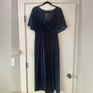 Anthropologie Medium Blue Velvet Semi-Formal Jumpsuit